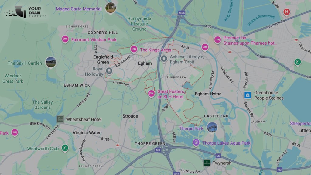 Egham CCTV Survey Drain Inspection Service Areas Map