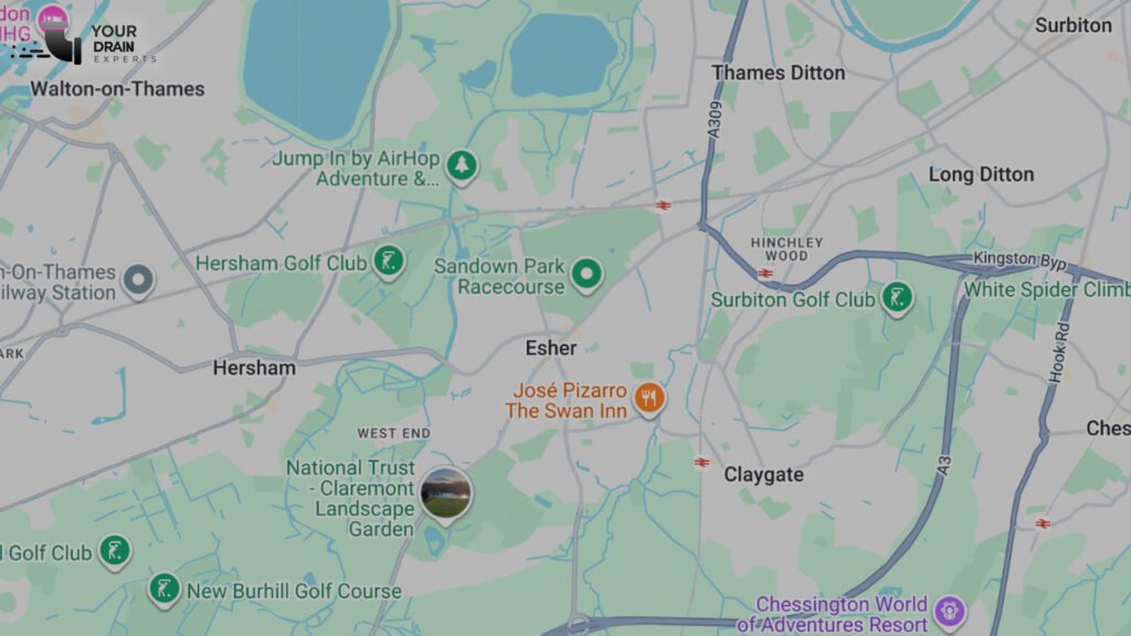 Areas we cover - We provide CCTV drain surveys across Esher and the surrounding areas in Surrey