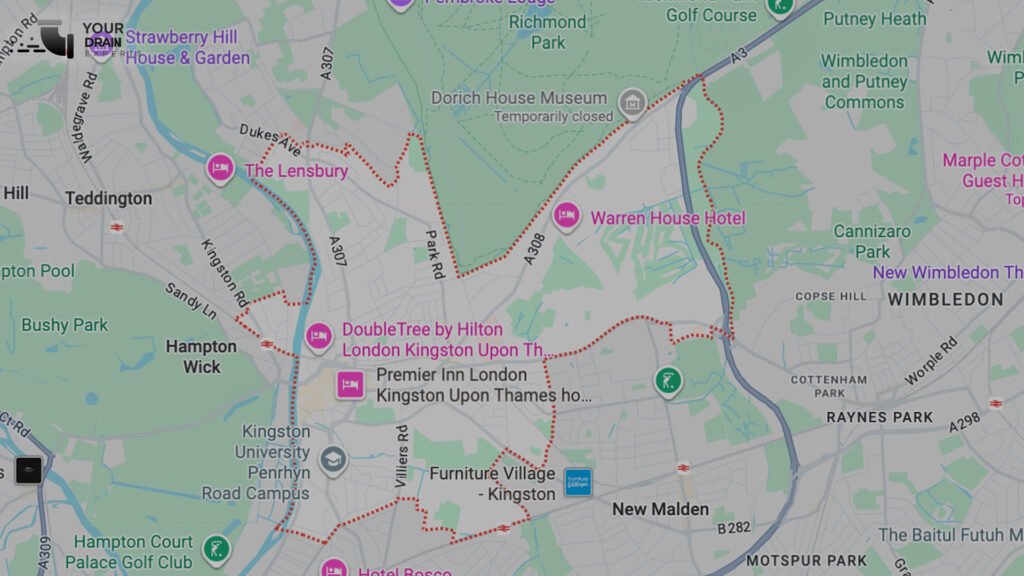 Areas we cover - We provide CCTV drain surveys across Kingston and the surrounding areas in Surrey