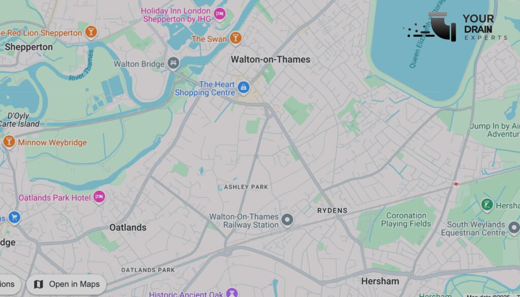 Areas we cover - We provide CCTV drain surveys across Walton-on-Thames and the surrounding areas in Surrey