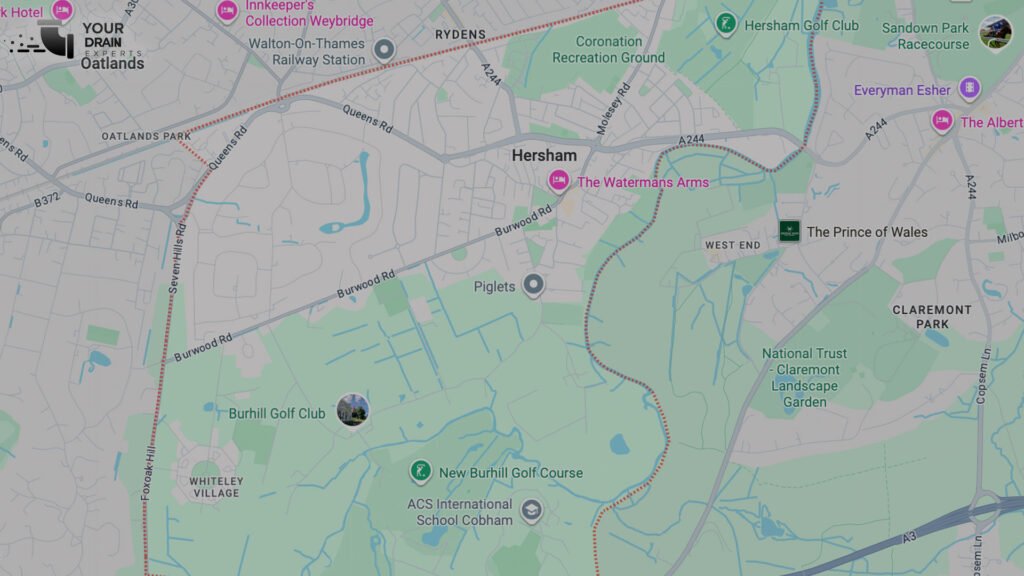 Areas we cover - We provide CCTV drain surveys across Hersham and the surrounding areas in Surrey